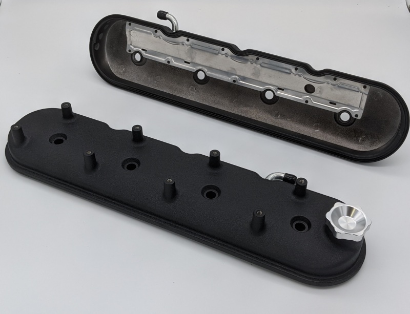GMC LS Valve Cover - Granatelli Motor Sports - Standard Height with Angled Coil Mount - Black Wrinkle - `96-`22